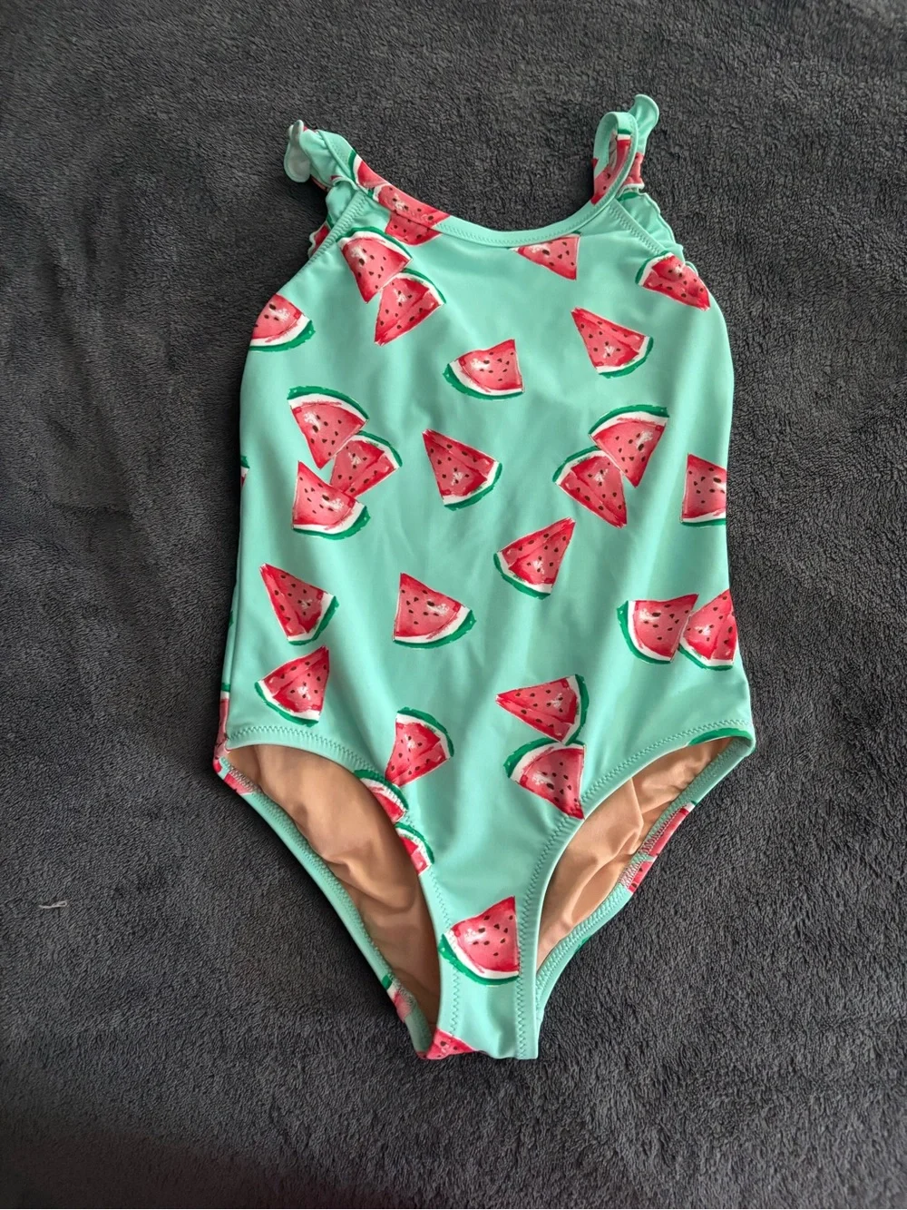 Crewcuts Mint Green One-Piece Swimsuit with Watermelon Print